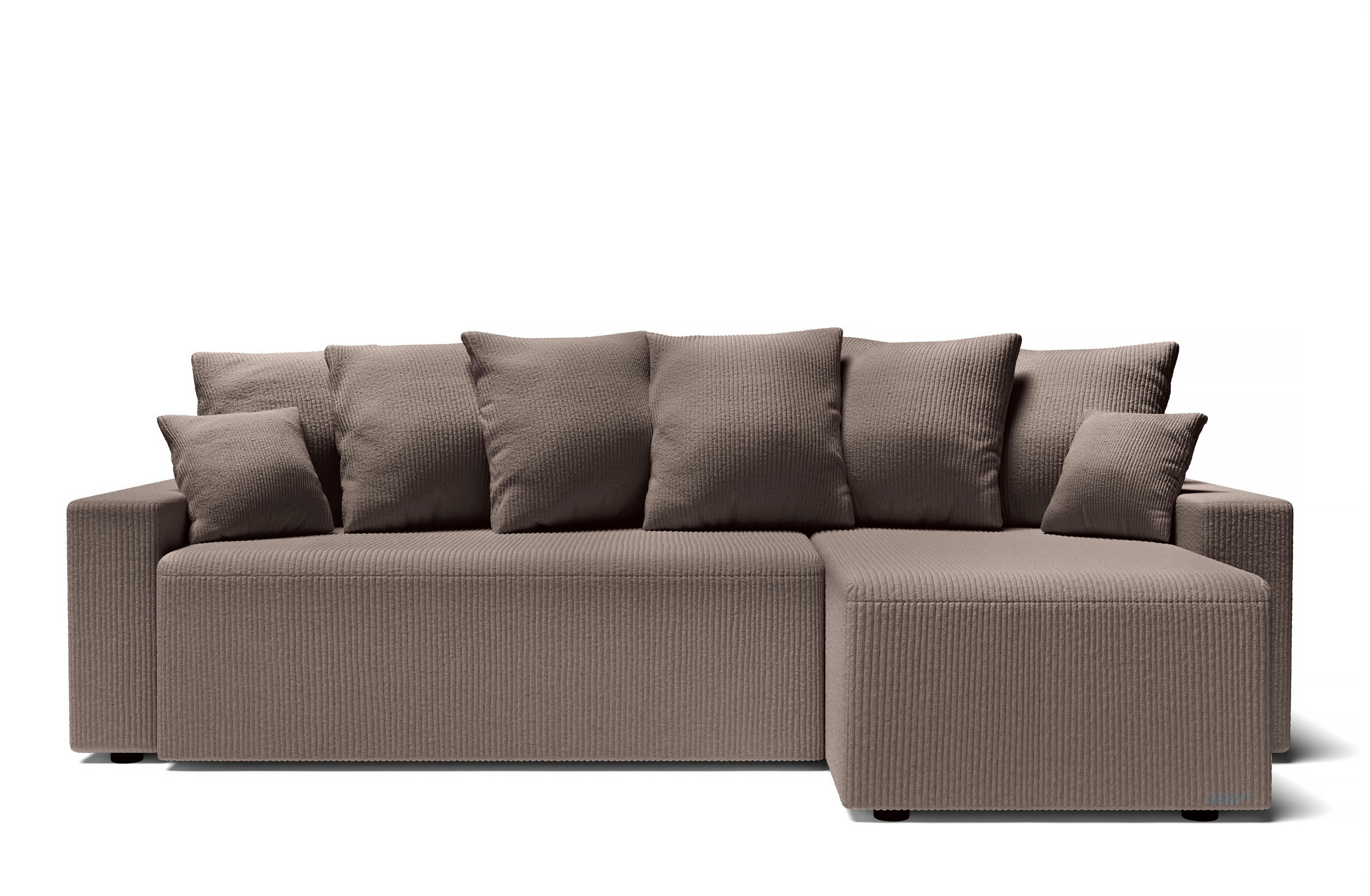 ALMA - Canapé d'angle convertible en velours côtelé 4 places taupe