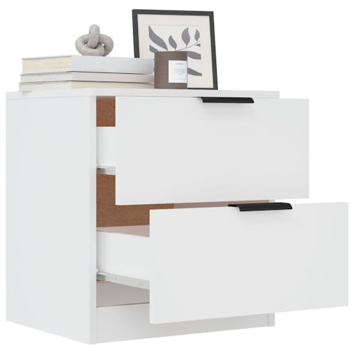 NNEVL Bedside Cabinets 2 pcs White Engineered Wood