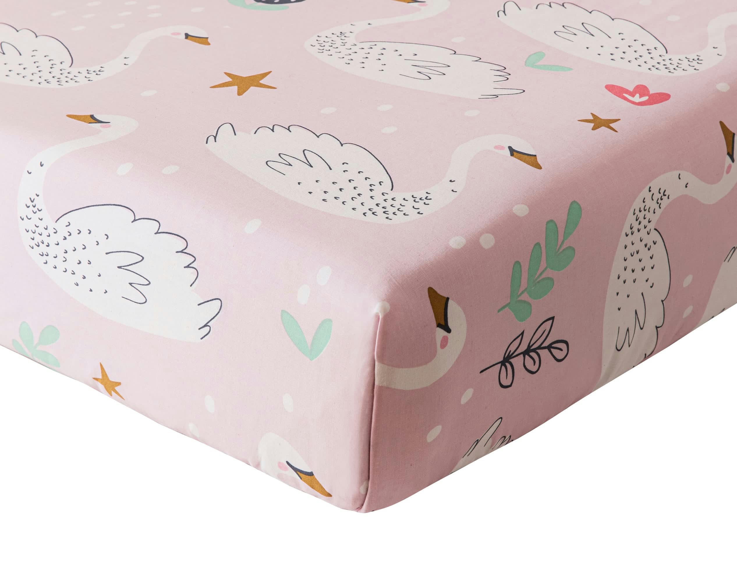 CYGNE - Drap-housse enfant 90x190 rose en coton