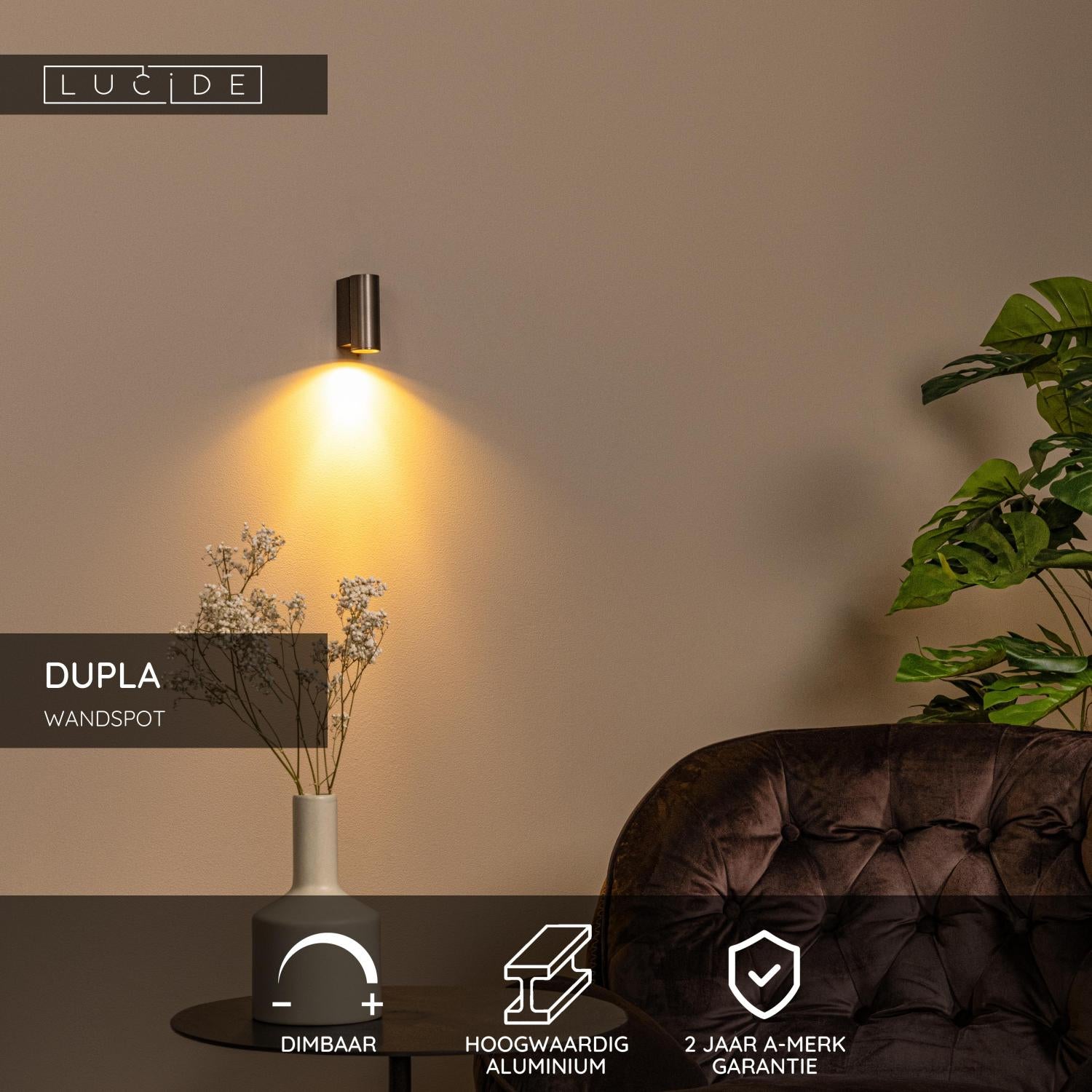 Lucide DUPLA Wandspot - Koffie