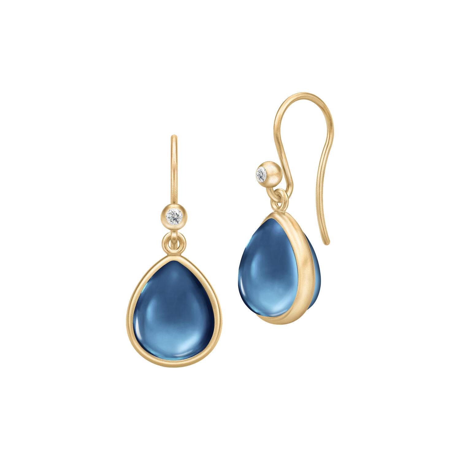 Paloma Earrings, gold/sapphire blue