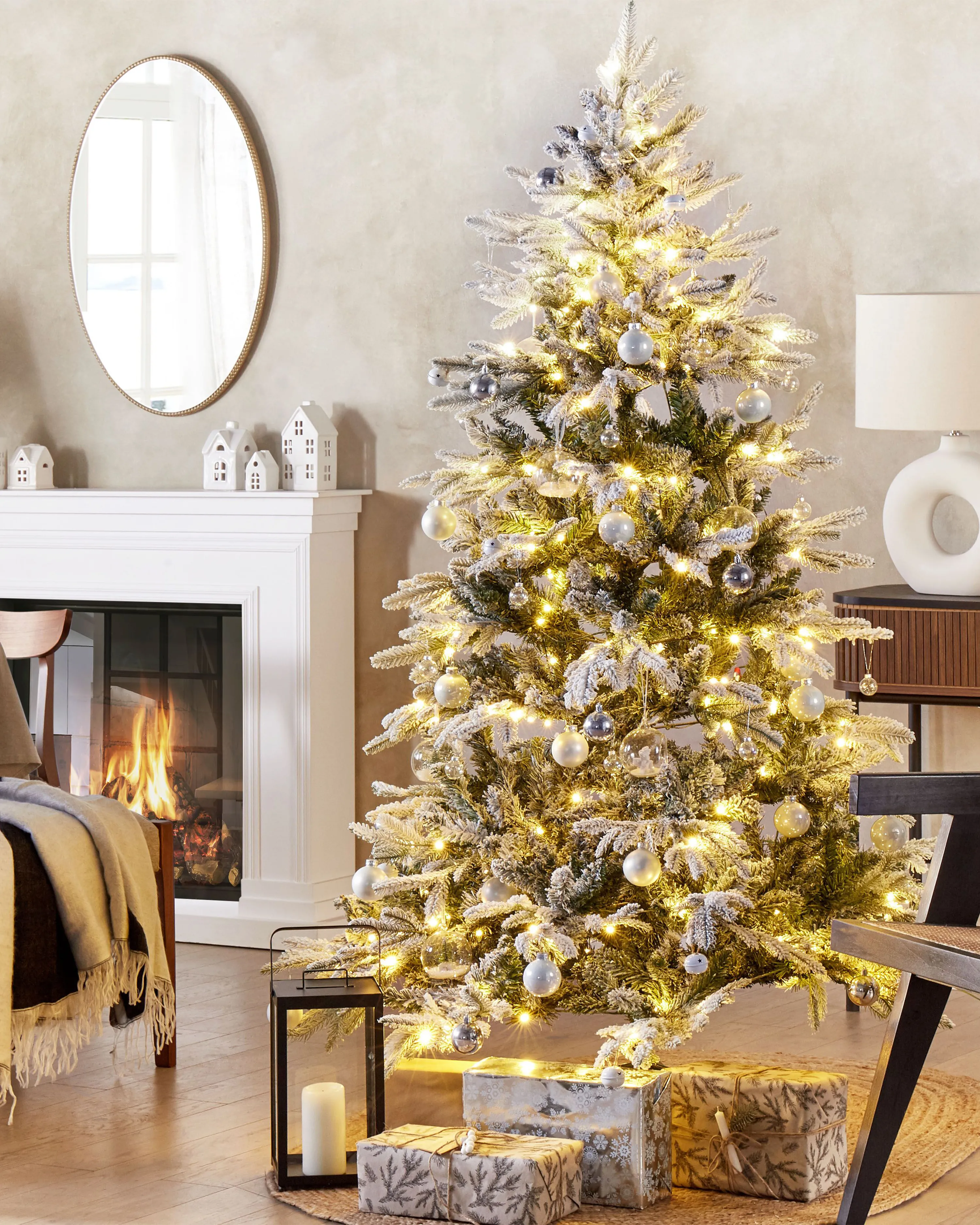Artificial Snowy Christmas Tree LED MIETTE 180 cm White