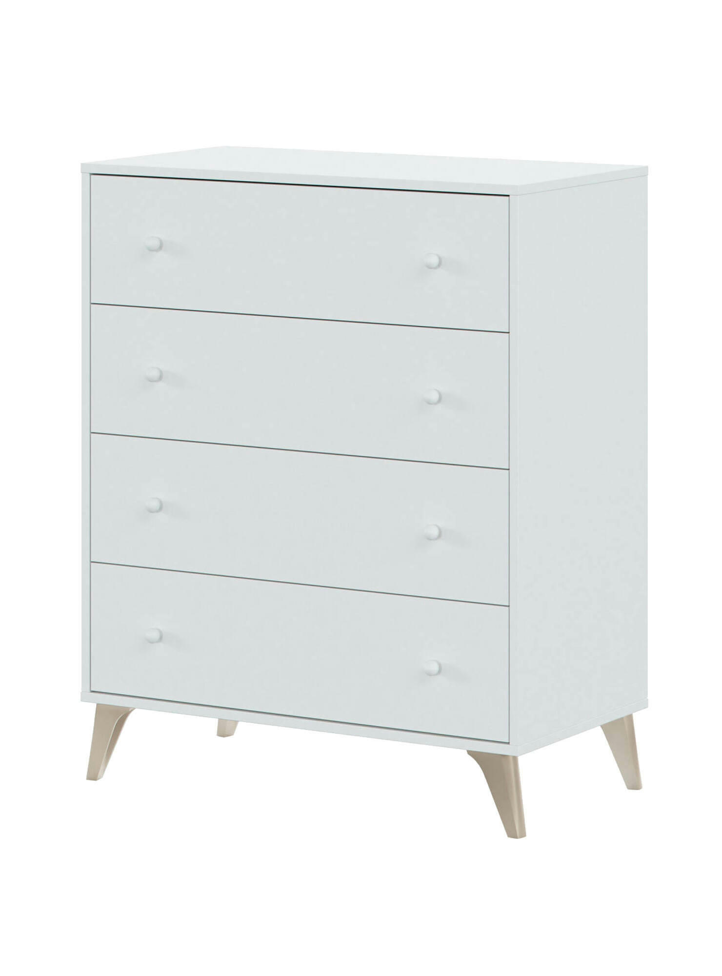 DCARUS - Commode 4 tiroirs effet bois blanc