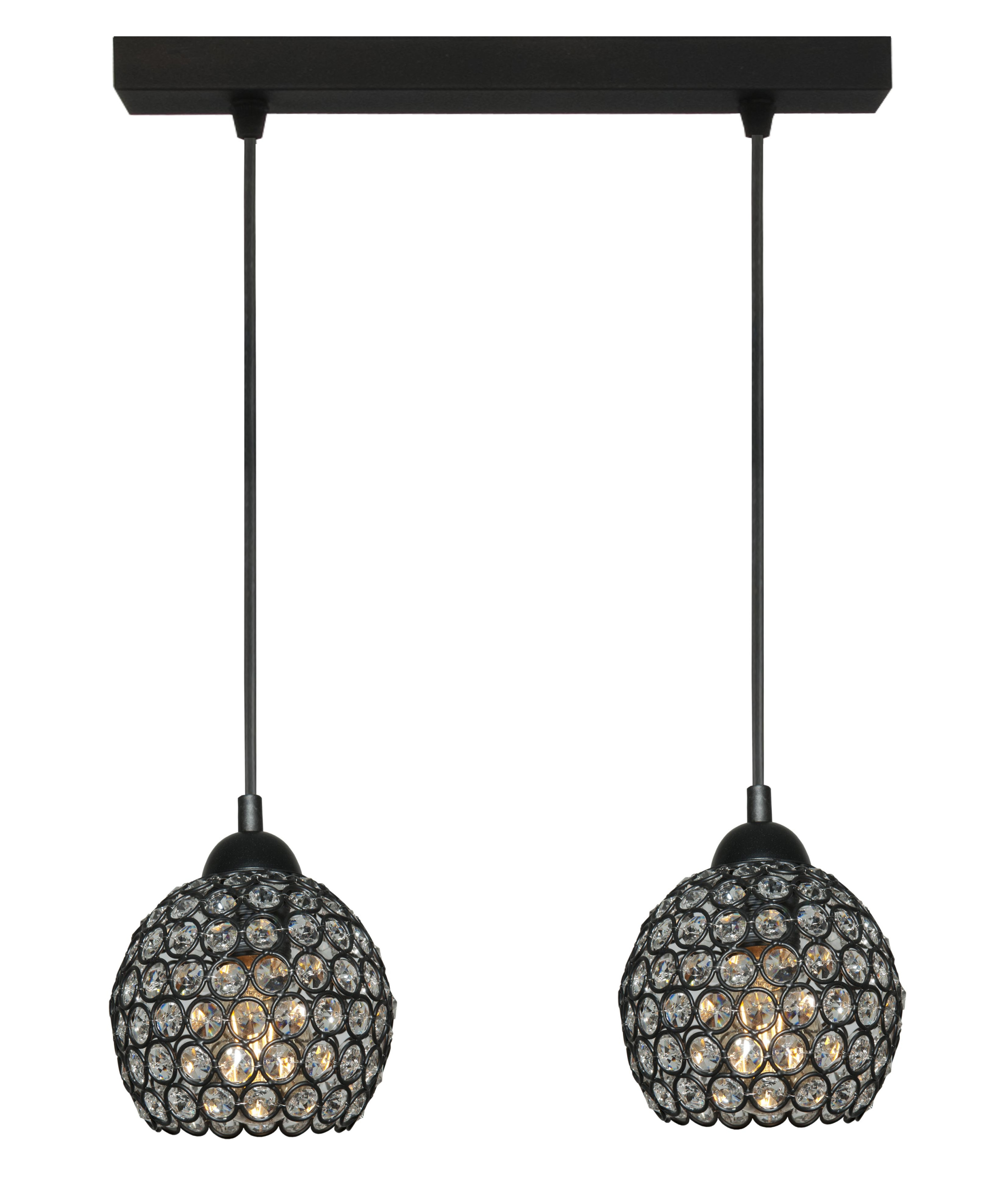 Lampa wisząca listwa EDYLIT czarna glamour 2xE27 KLAUDIUSZ 14-748