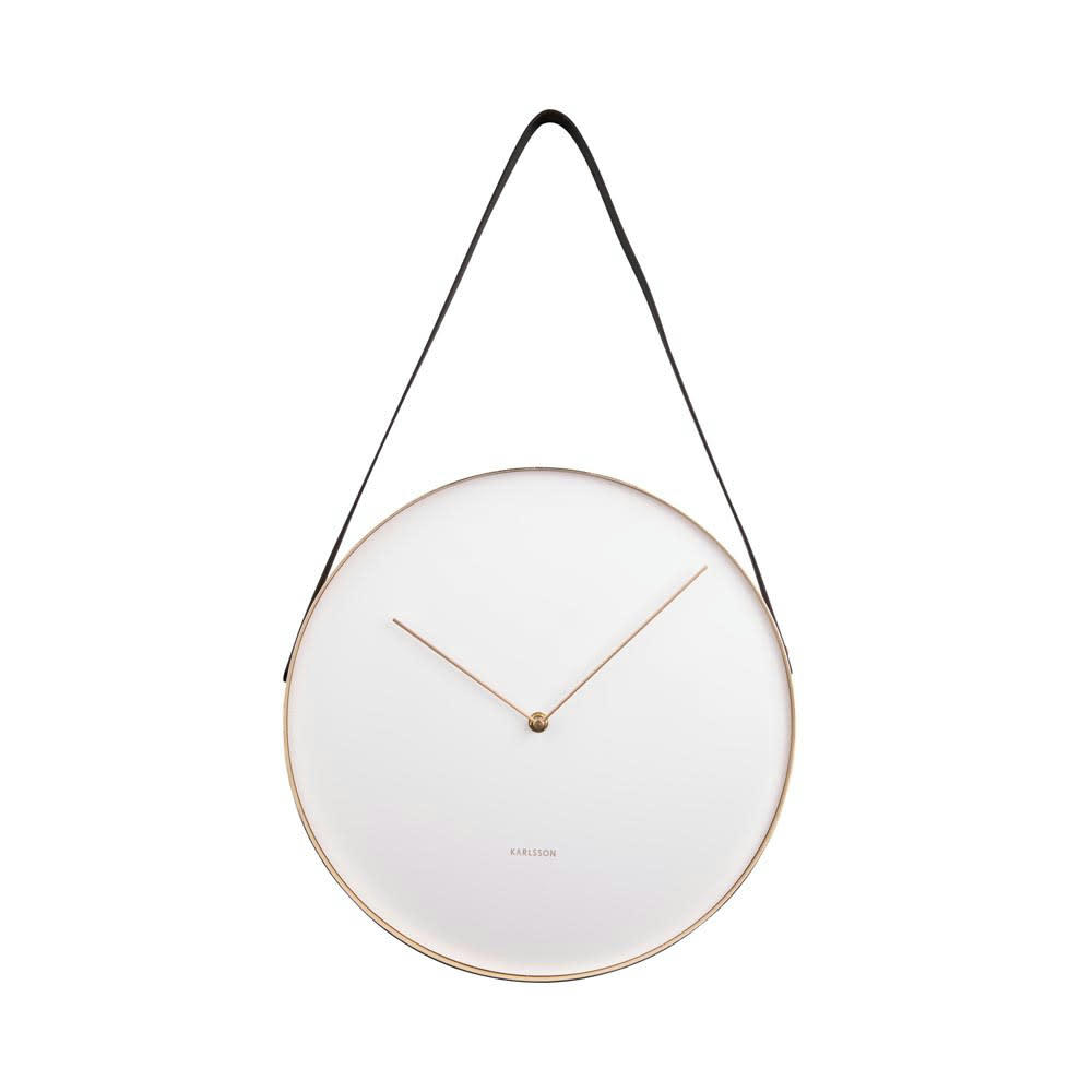 WALL CLOCK - Horloge suspendue en métal et cuir D34