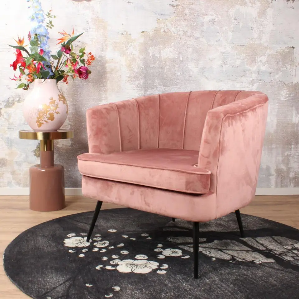 DS4U - Norah fauteuil velvet zalmroze