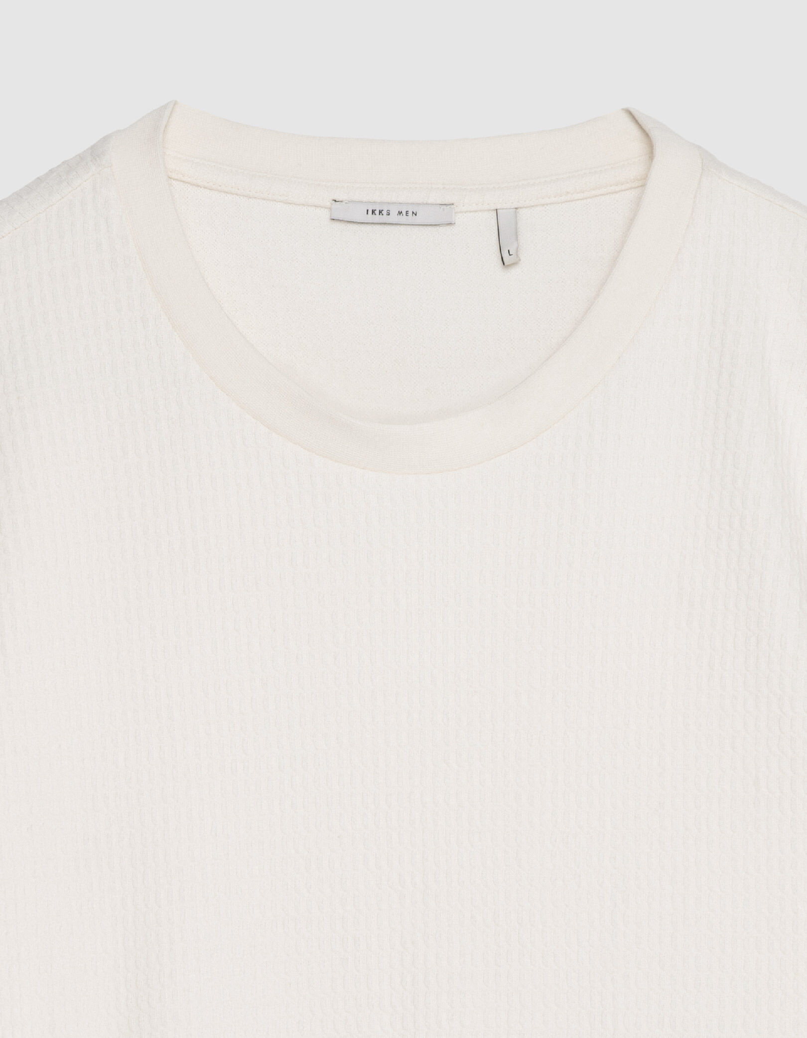T-shirt col rond écru coton bio avec relief Homme