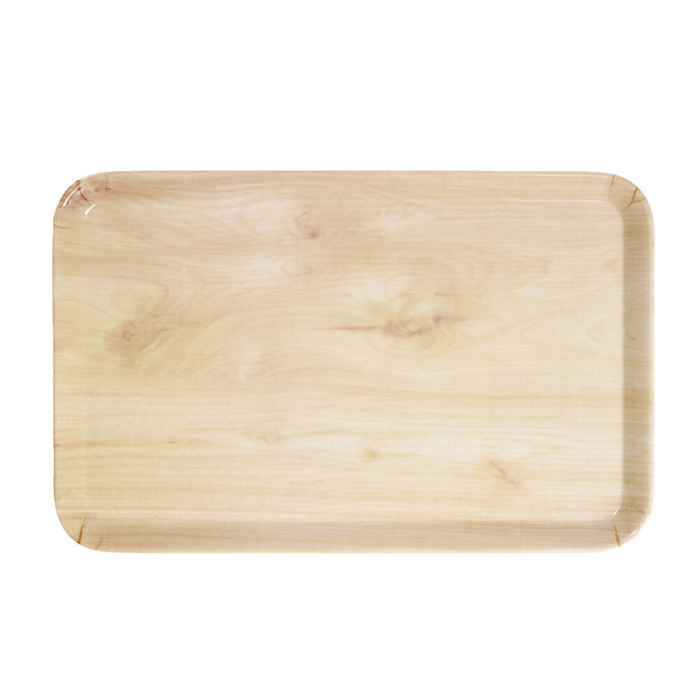 Plateau rectangulaire mélaminé effet bois naturel 19x30cm