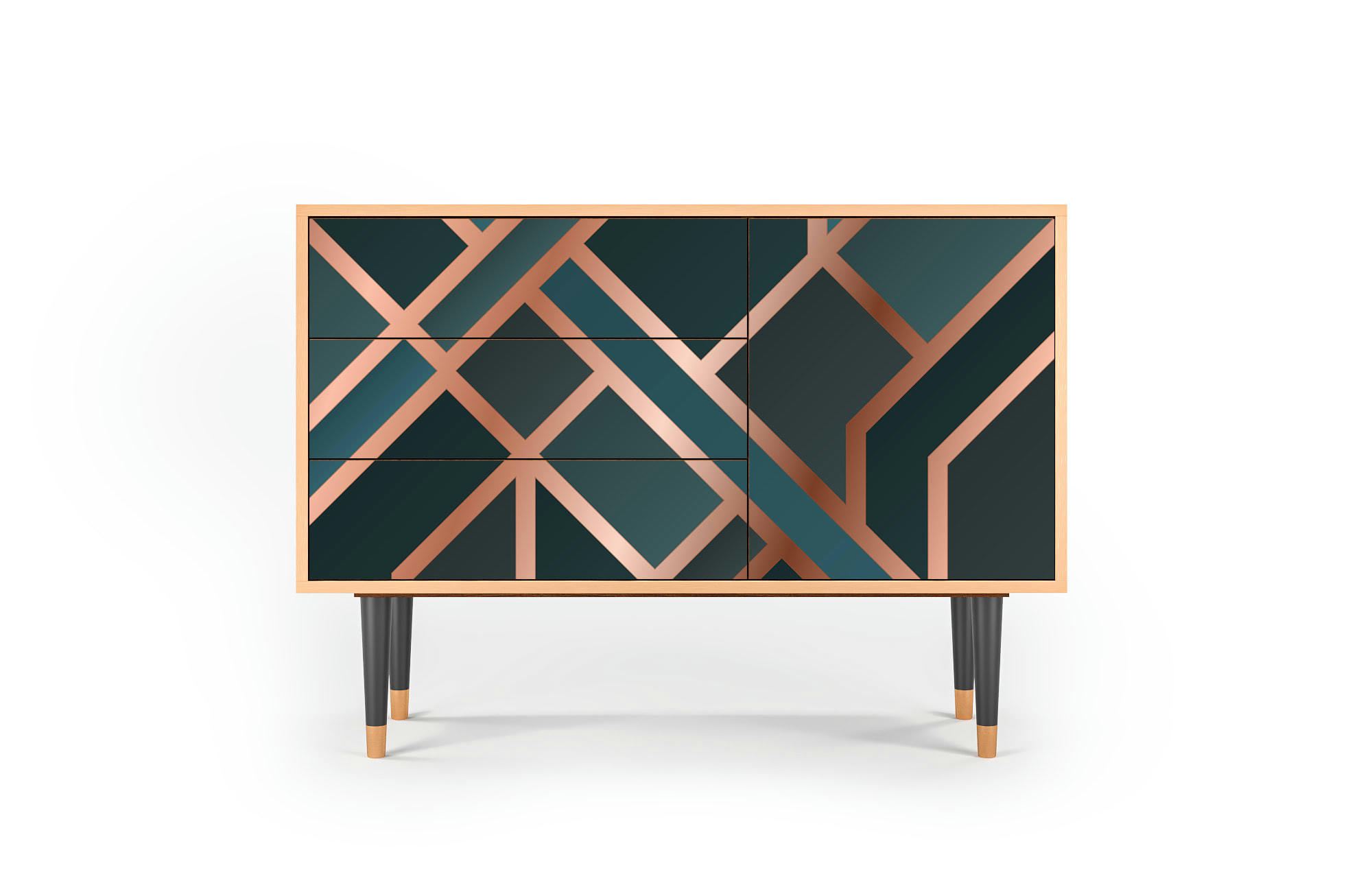 BRONZE CROSSROAD - Buffet  bleu-vert 3 tiroirs et 1 porte L 115 cm
