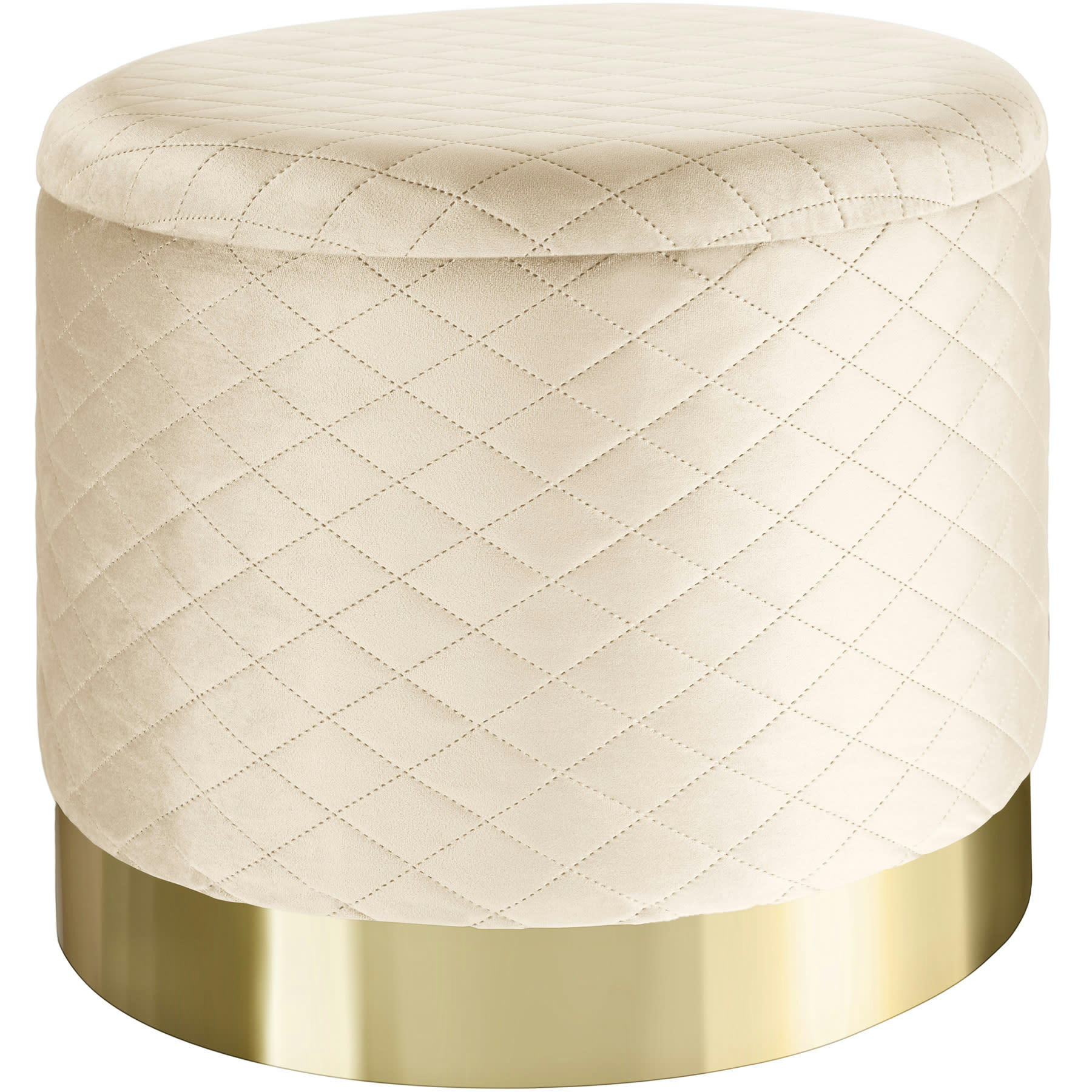 - Banc Tabouret Coffre de rangement Rond crème