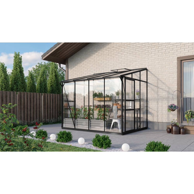 Serre adossée en verre Osiris noire 5,2 m² VITAVIA