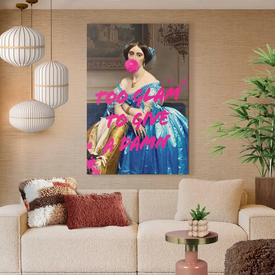 Glasschilderij Too glam to give a damn - 116 x 78 - Bont