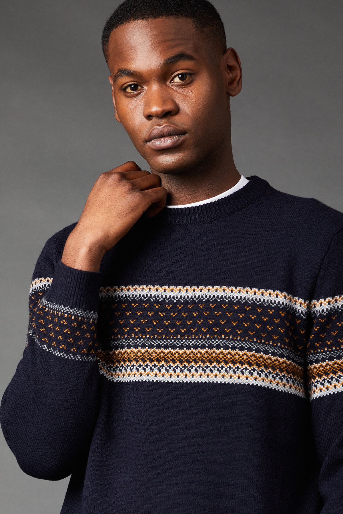 Burton Placement Stripe Pattern Crew Neck Jumper