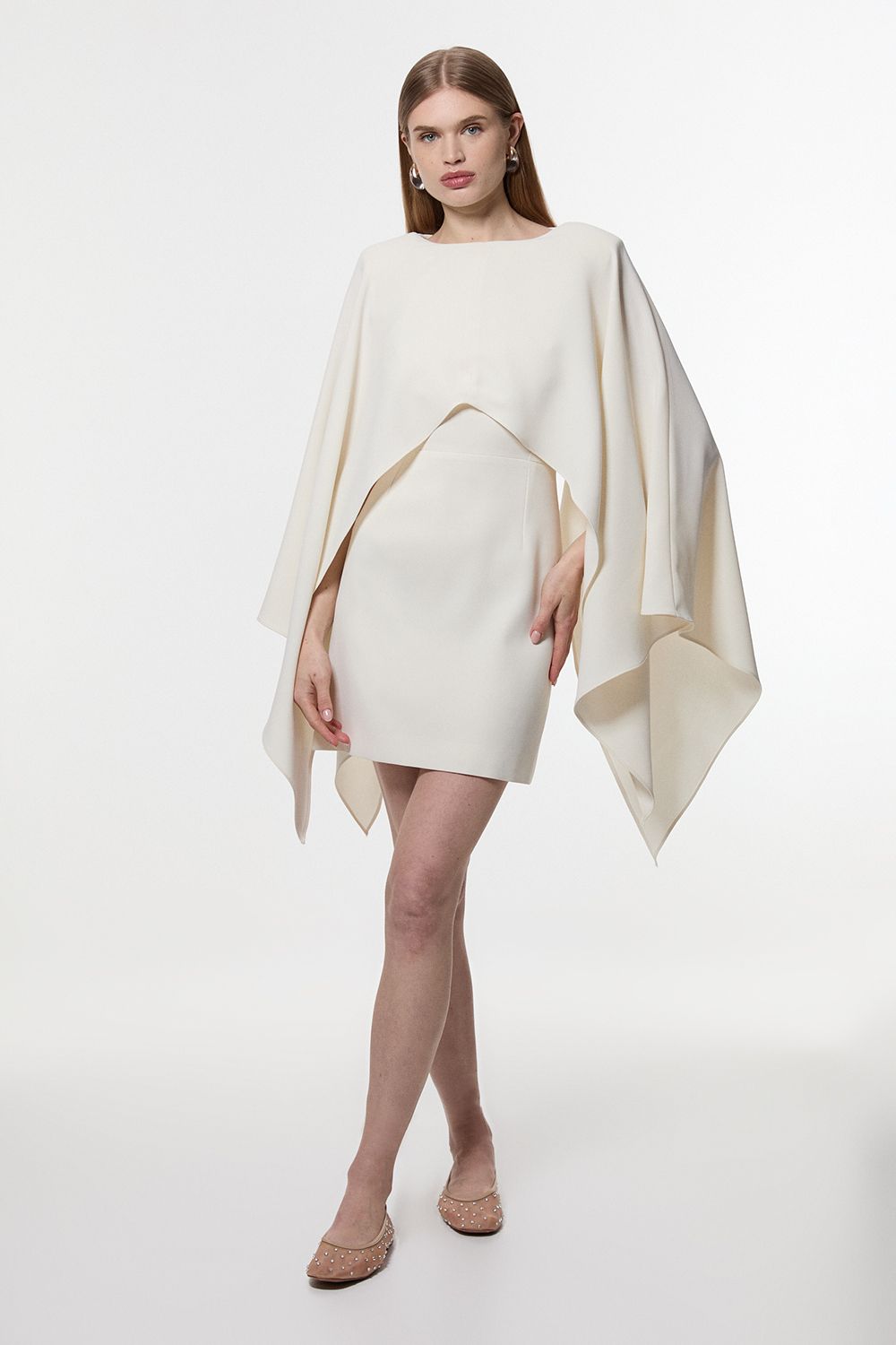 KarenMillen Soft Tailored Cape Detail Mini Dress