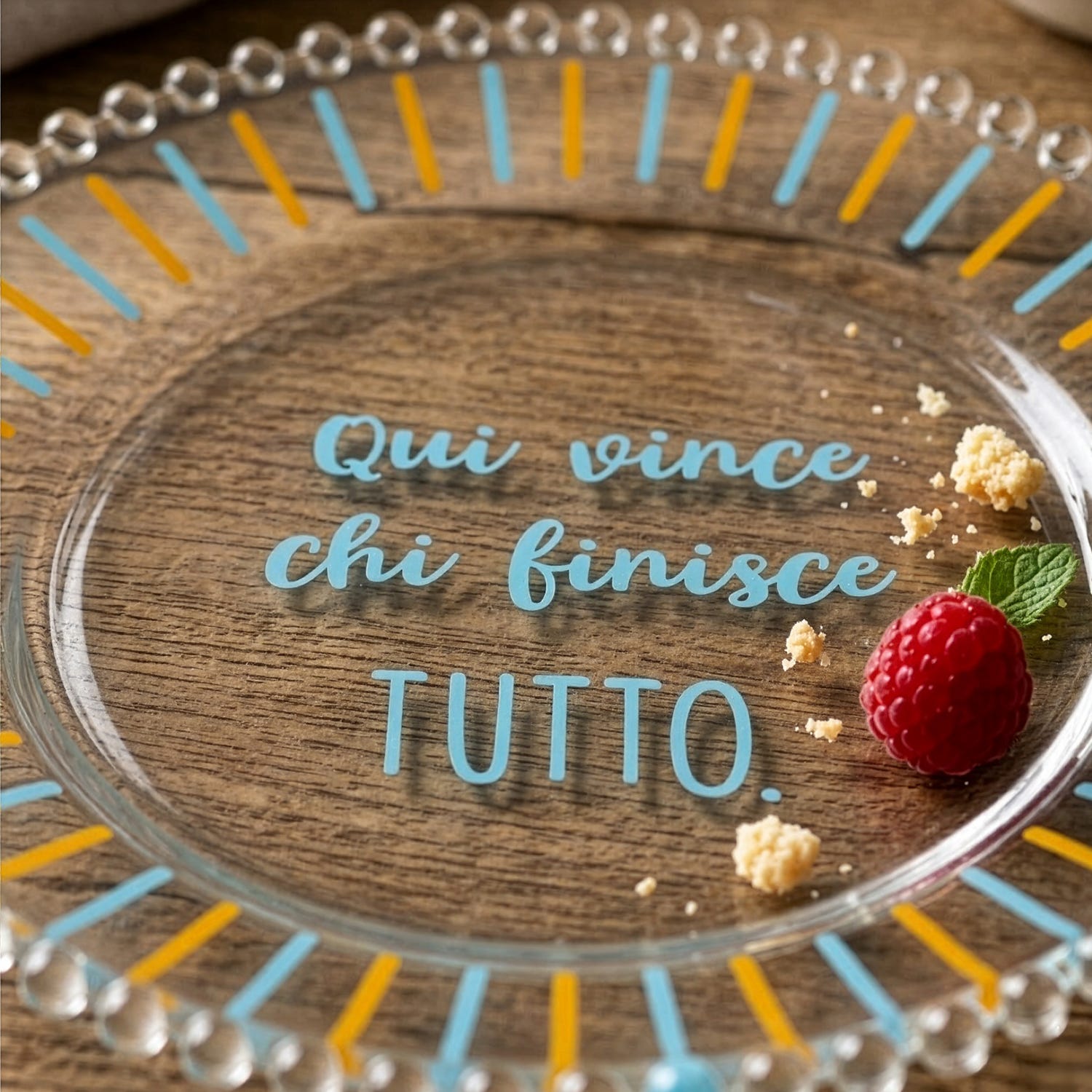 Piattino dessert vetro Vince chi finisce tutto Color Bloom