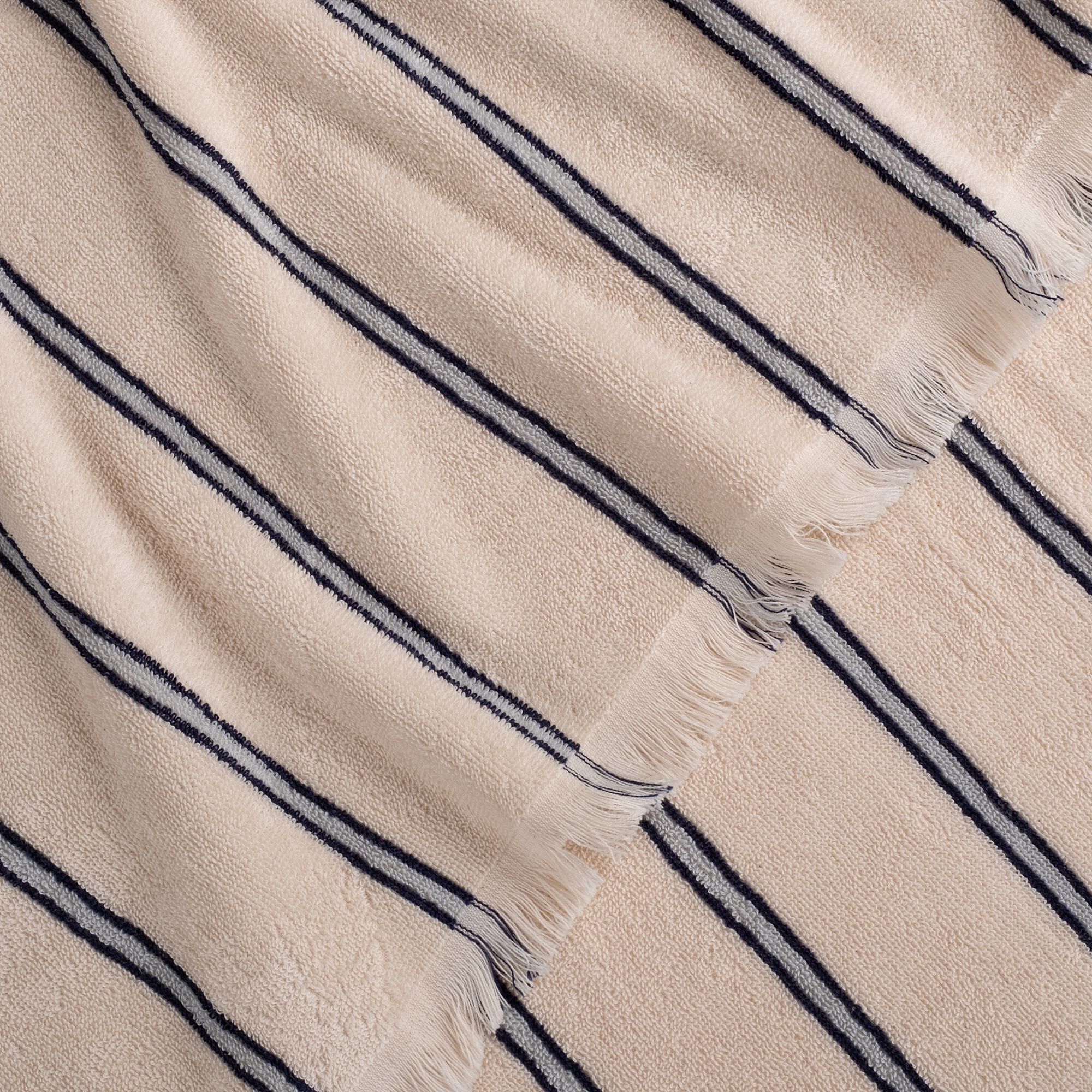 AMASIS - Drap de bain en coton à rayures 100x150cm - blanc