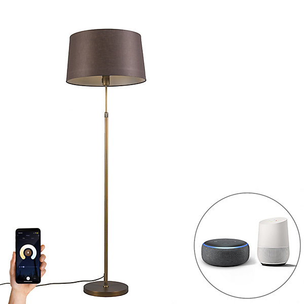 Lampadaire intelligent bronze avec abat-jour marron 45 cm avec Wifi A60 - Parte