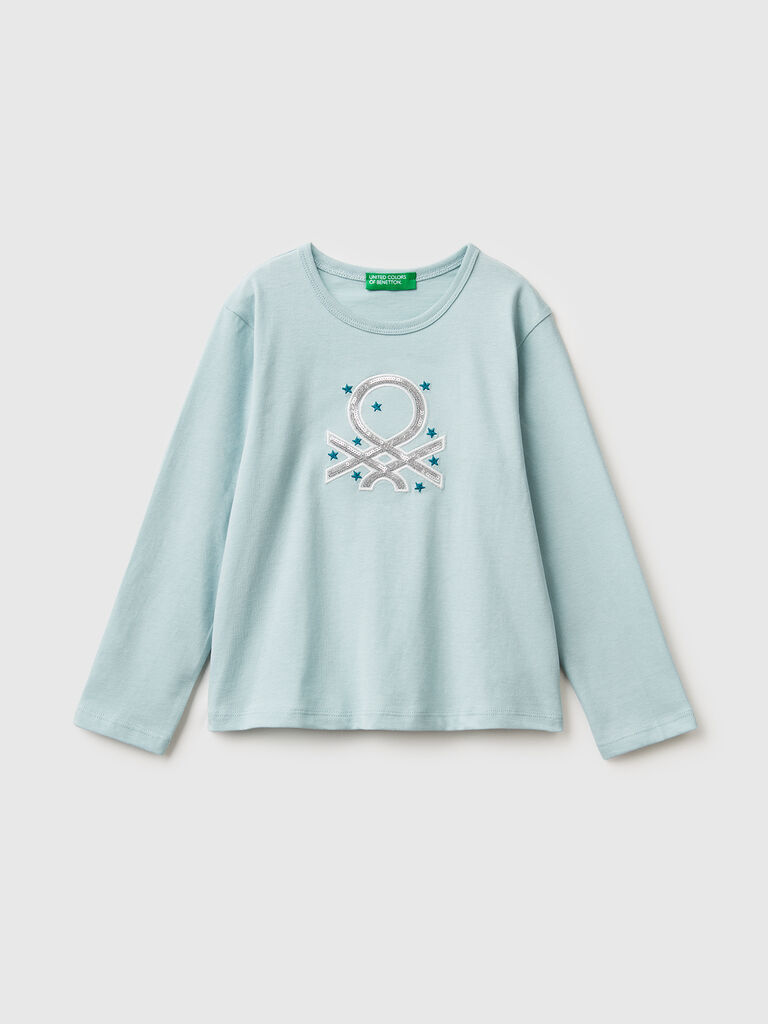 T-shirt with print and sequins