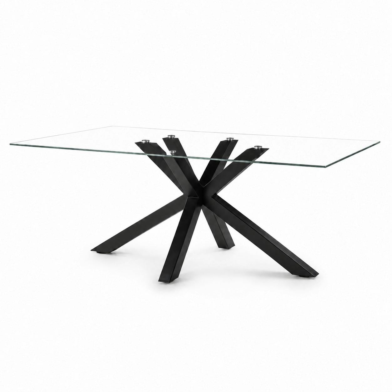 Table à manger en verre à pied central 160 cm ALBA