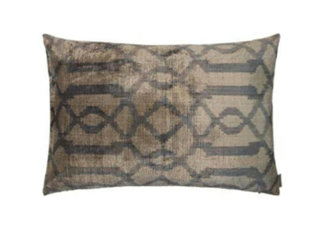 - Housse de coussin velours soie ikat  40x60 gris