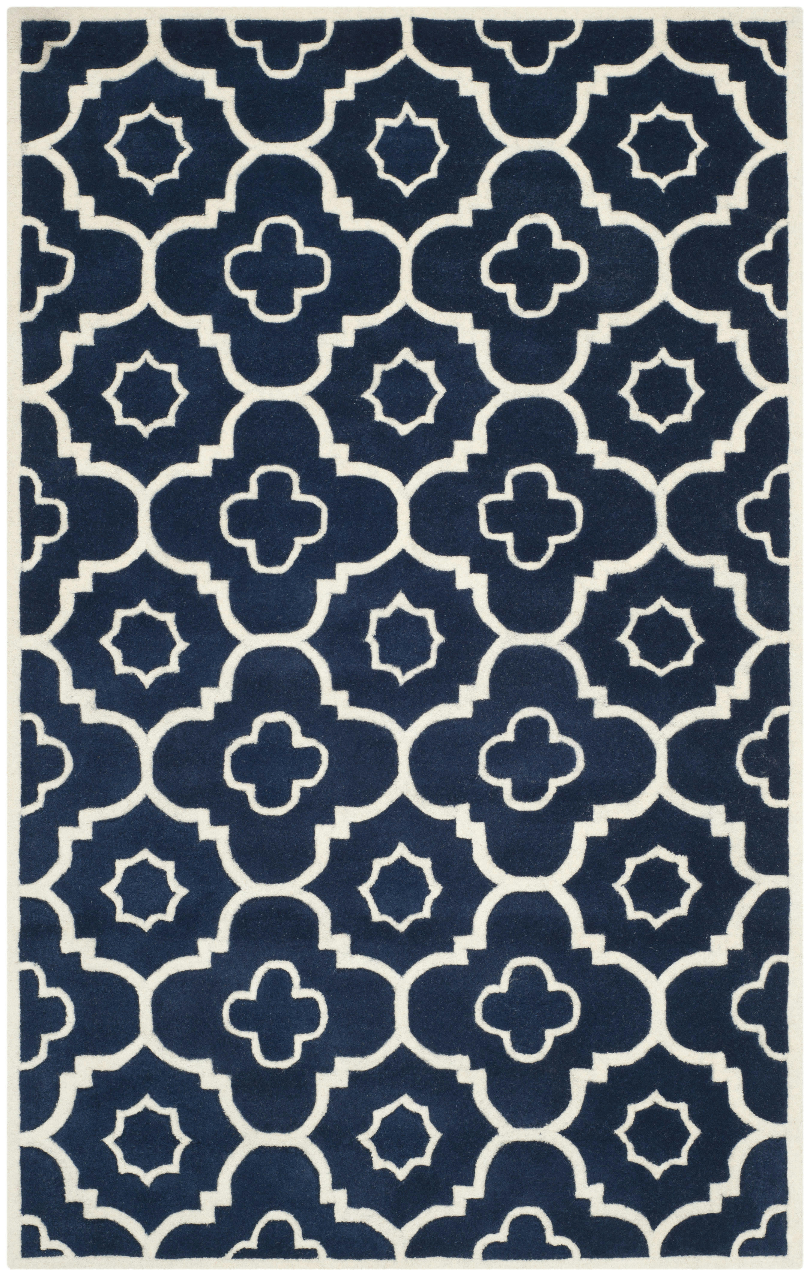 CHATHAM - Tapis de salon interieur en bleu fonce & ivoire, 152 x 244 cm