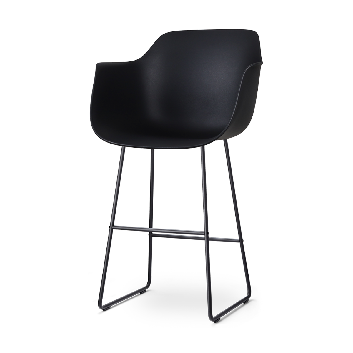 Nolon Nino-Puk Barkruk Zwart - Armleunining - Zwart Onderstel - 75 cm