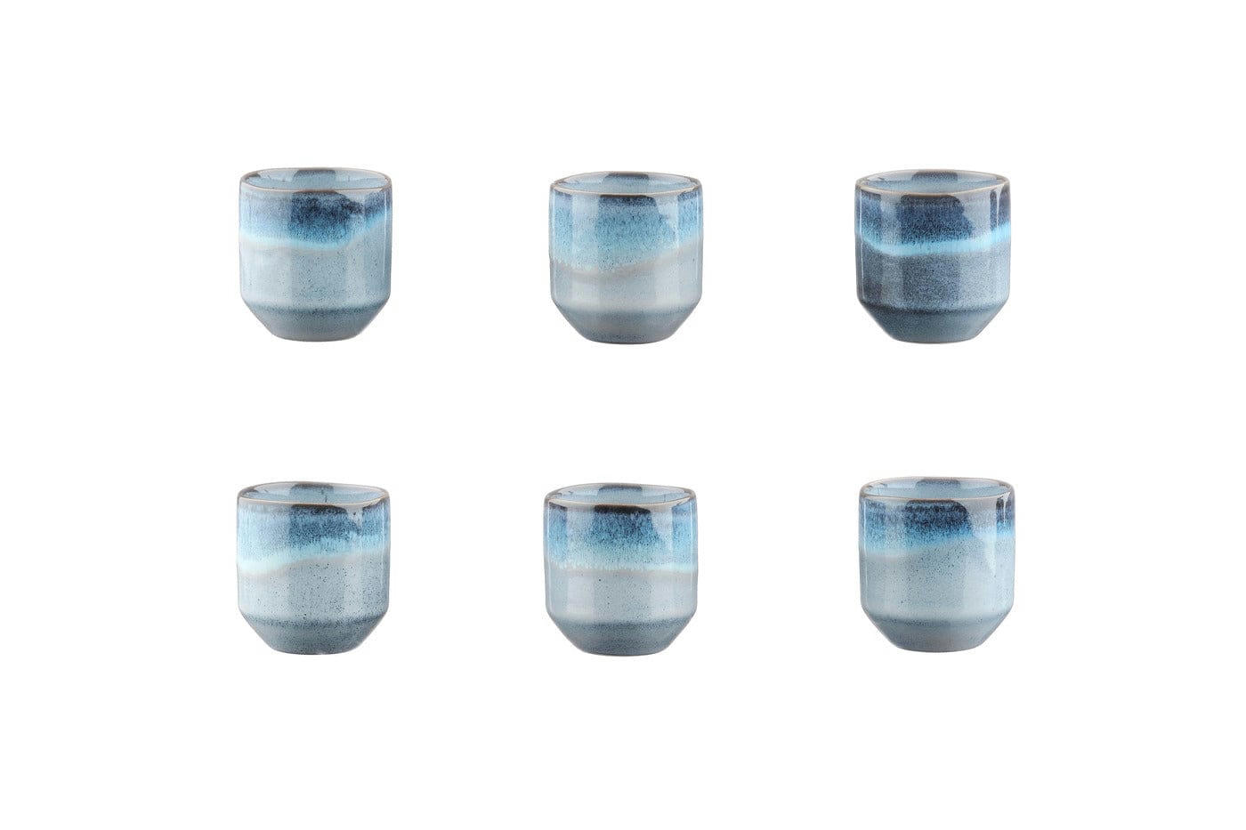 GENESIS - Lot de 6 tasses en grès bleu D7,2
