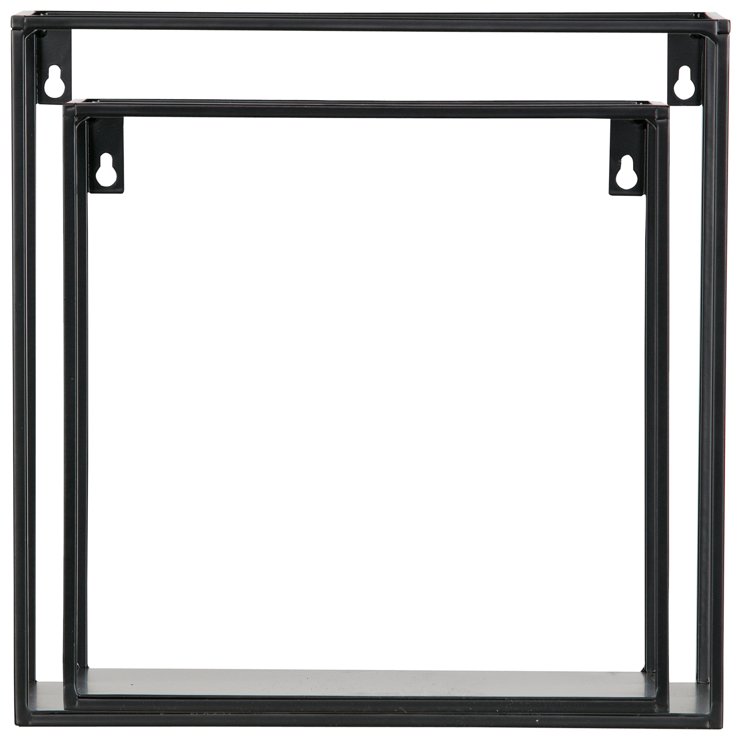 WOOOD wandplank Meert - Metaal - Zwart - 30x30x15 - Set van 2