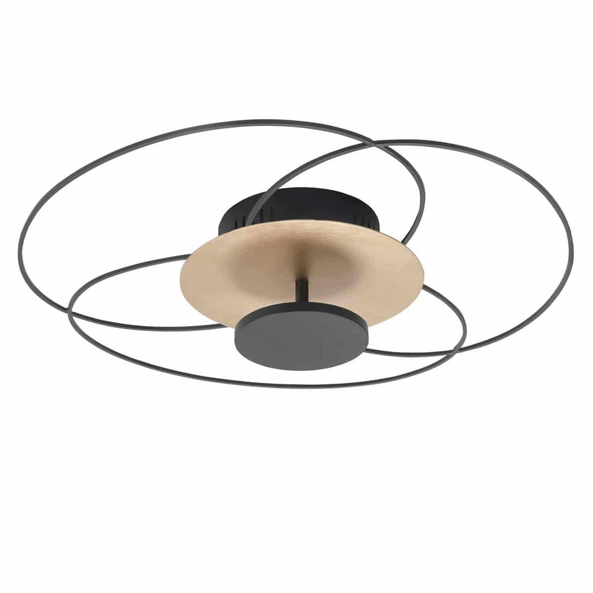 Highlight plafondlamp Fiore - 1 lichts - 52 x 12  cm - zwart - mat goud