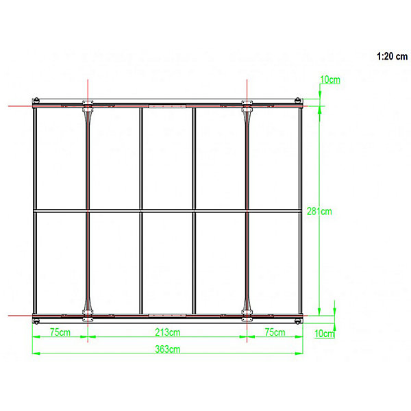 Carport aluminium 3x3,6m 10,89m² polycarbonate 6mm X-METAL anthracite avec kit d'ancrage