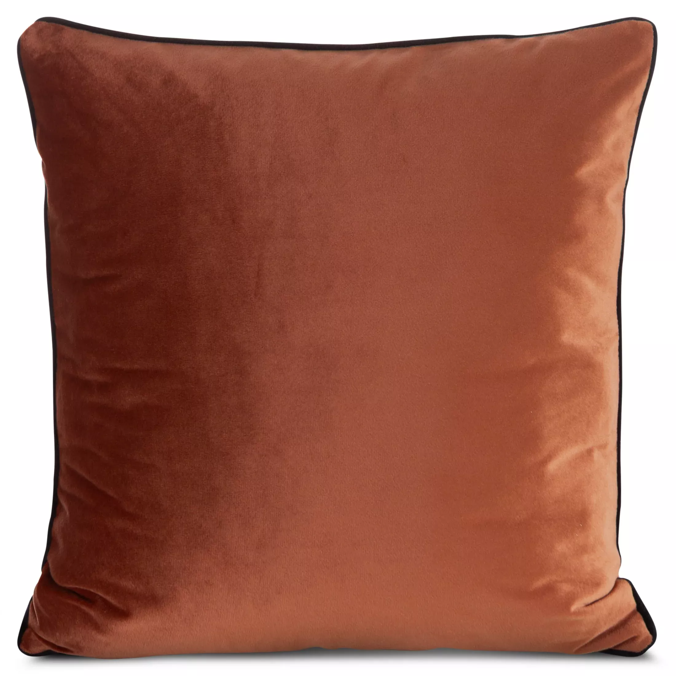 Poszewka na poduszkę 45x45 cm welwetowa kolor ceglasty o delikatnym połysku z ozdobną lamówką GAJA 2