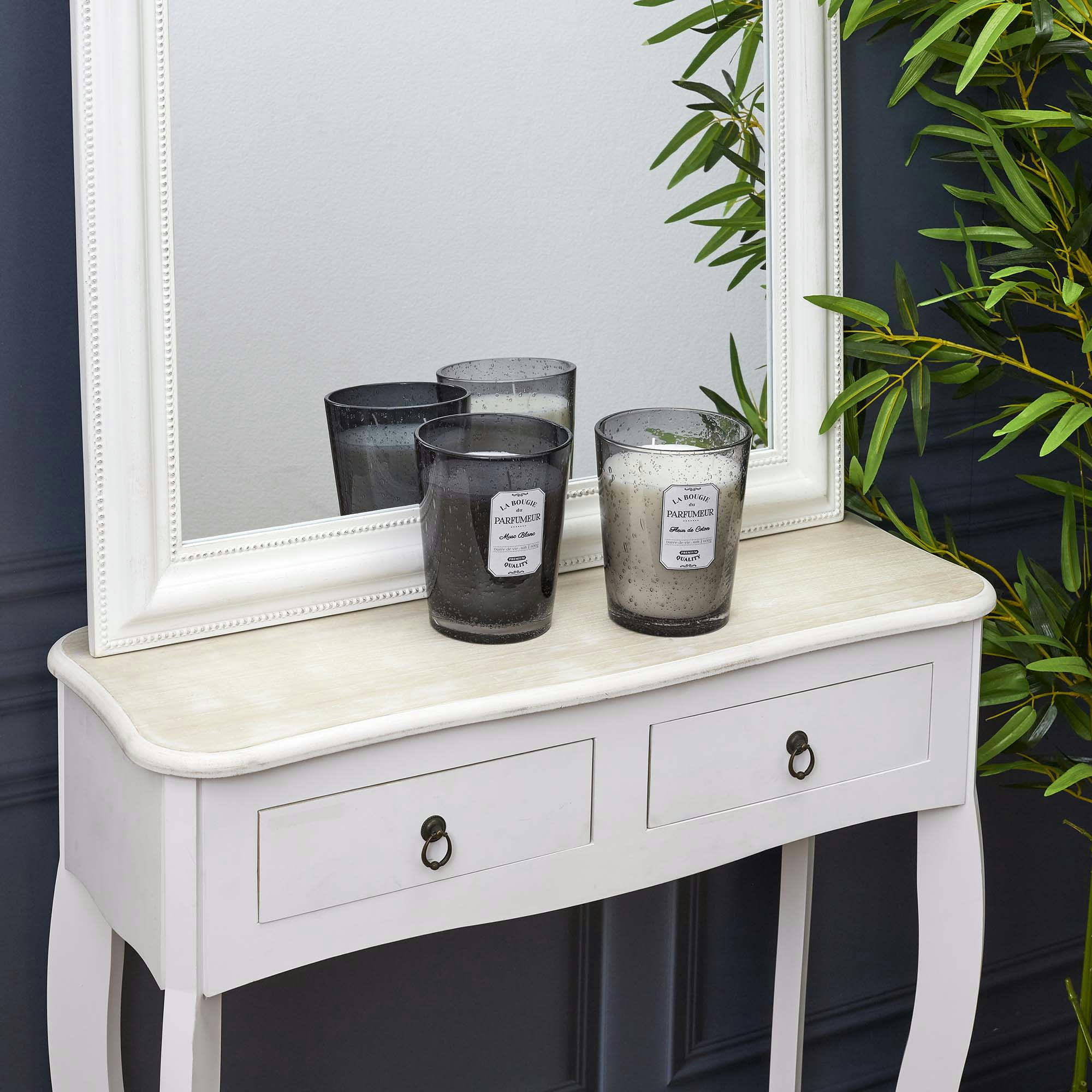 - Bougie parfumée pot en verre bulle gris clair 13 x 16 cm