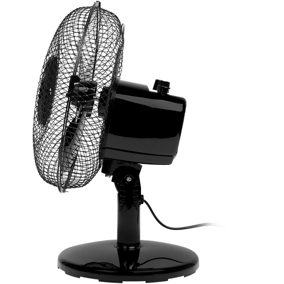 Tischventilator, D. 23 cm, 30W, 2 Stufen, schwarz, oszillierend