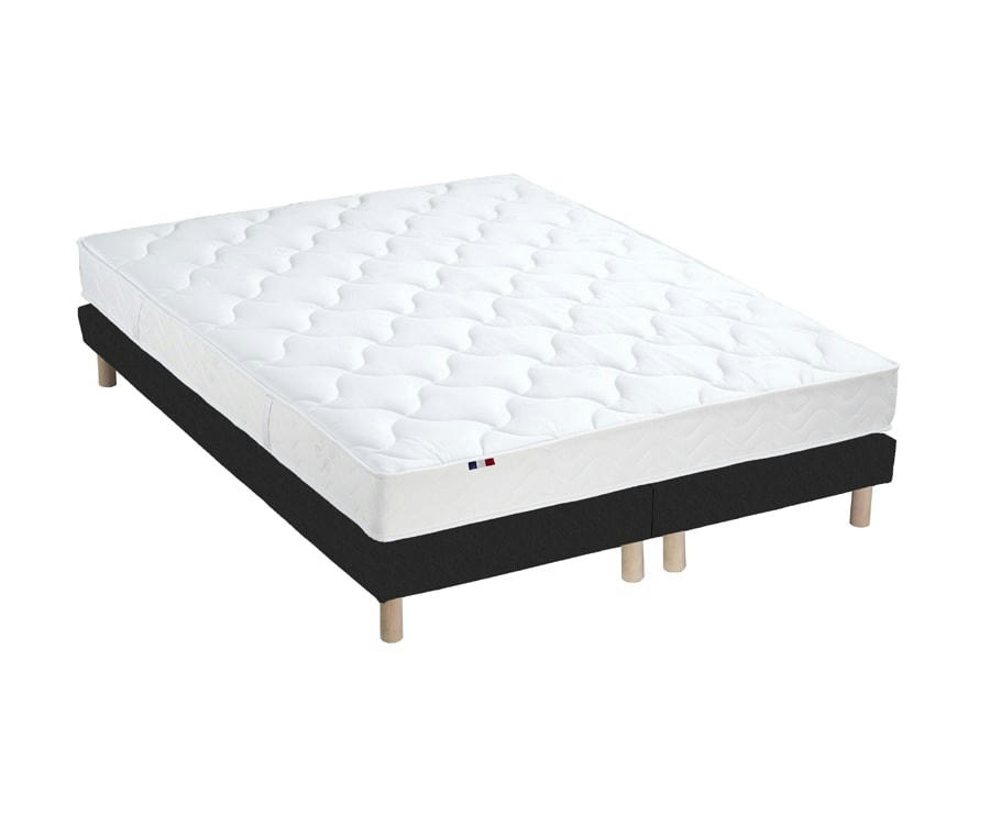 ENSEMBLE ESSENTIEL - Ensemble matelas latex 3 zones sommier noir 160x200