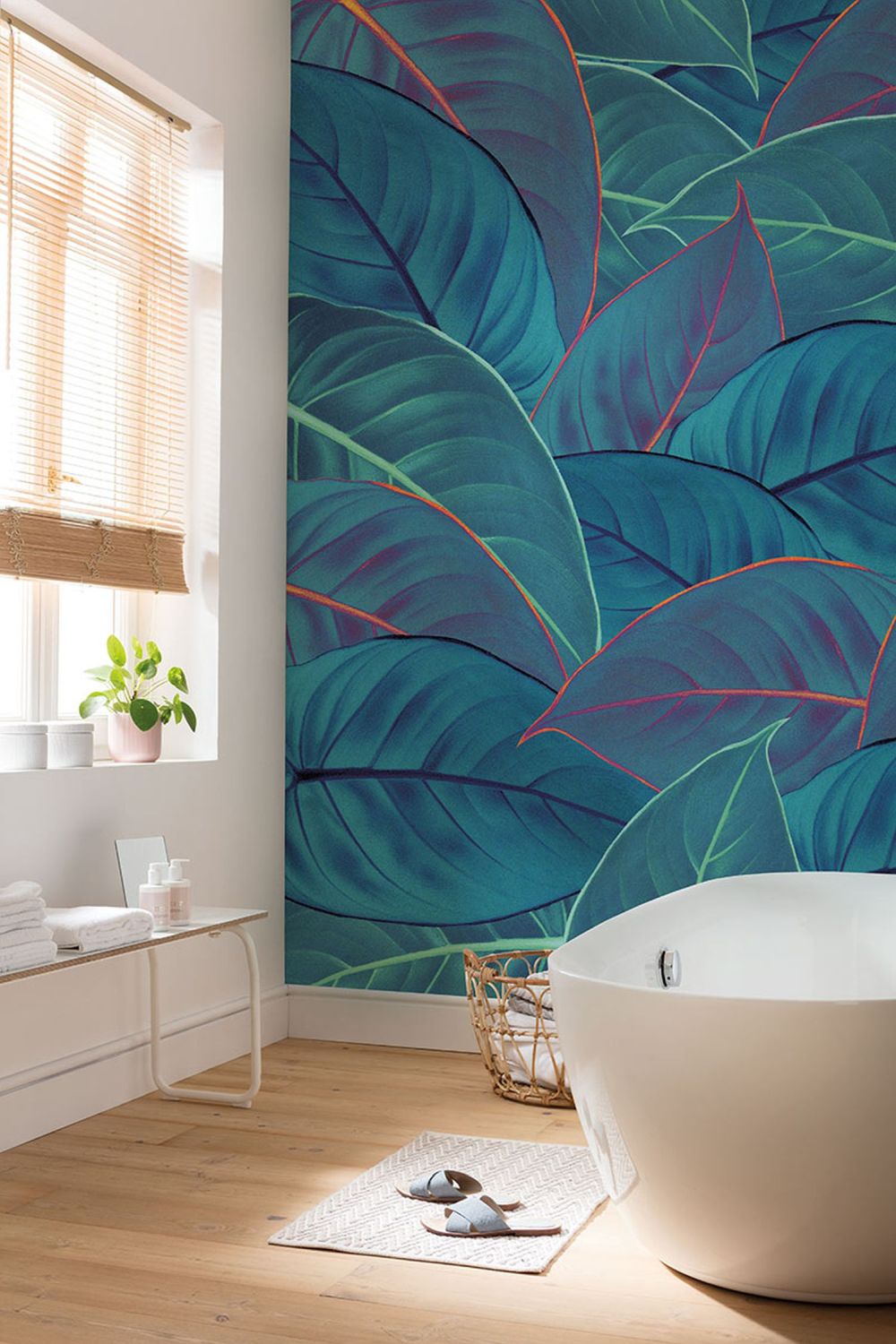 Sanders & Sanders fotobehang bladeren groen en blauw - 200 x 250 cm - 612352