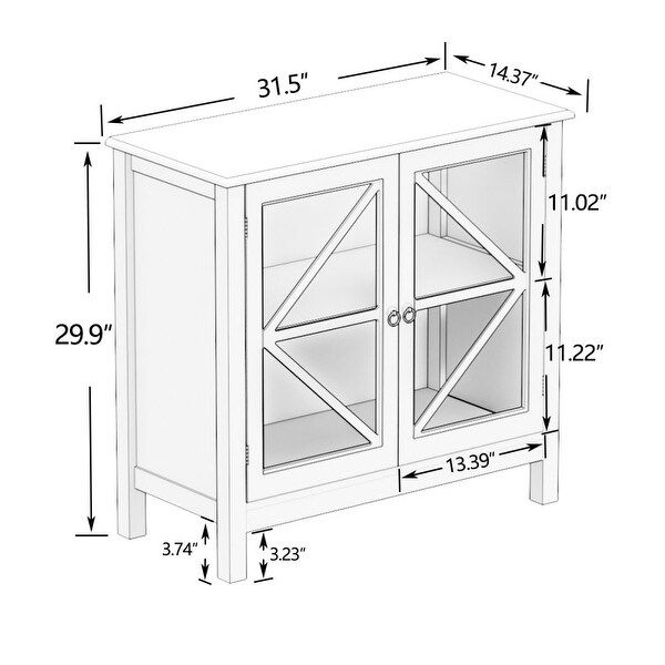 White Kitchen Cabinet with Double Glass Doors