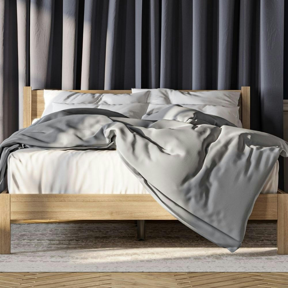 - Parure Grise 100% percale de coton ultra-douce 220x240