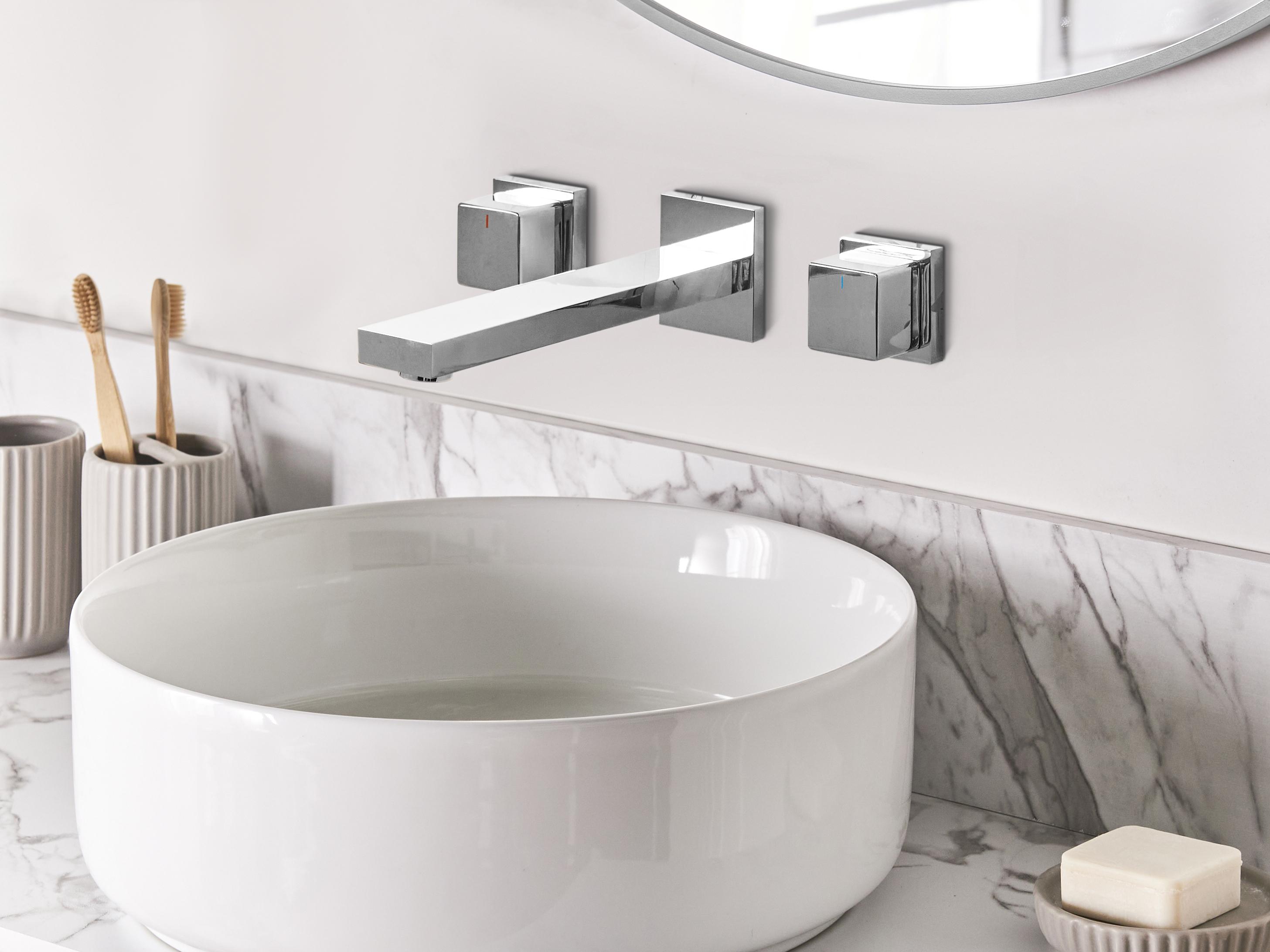 Wall Mounted Basin Mixer Tap PAILON Brass Silver