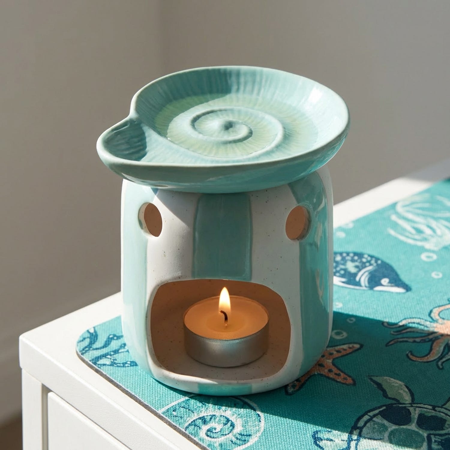 Brucia essenze chiocciola azzurra ceramica