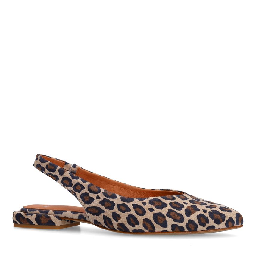 Manfield Leopard suède slingbacks