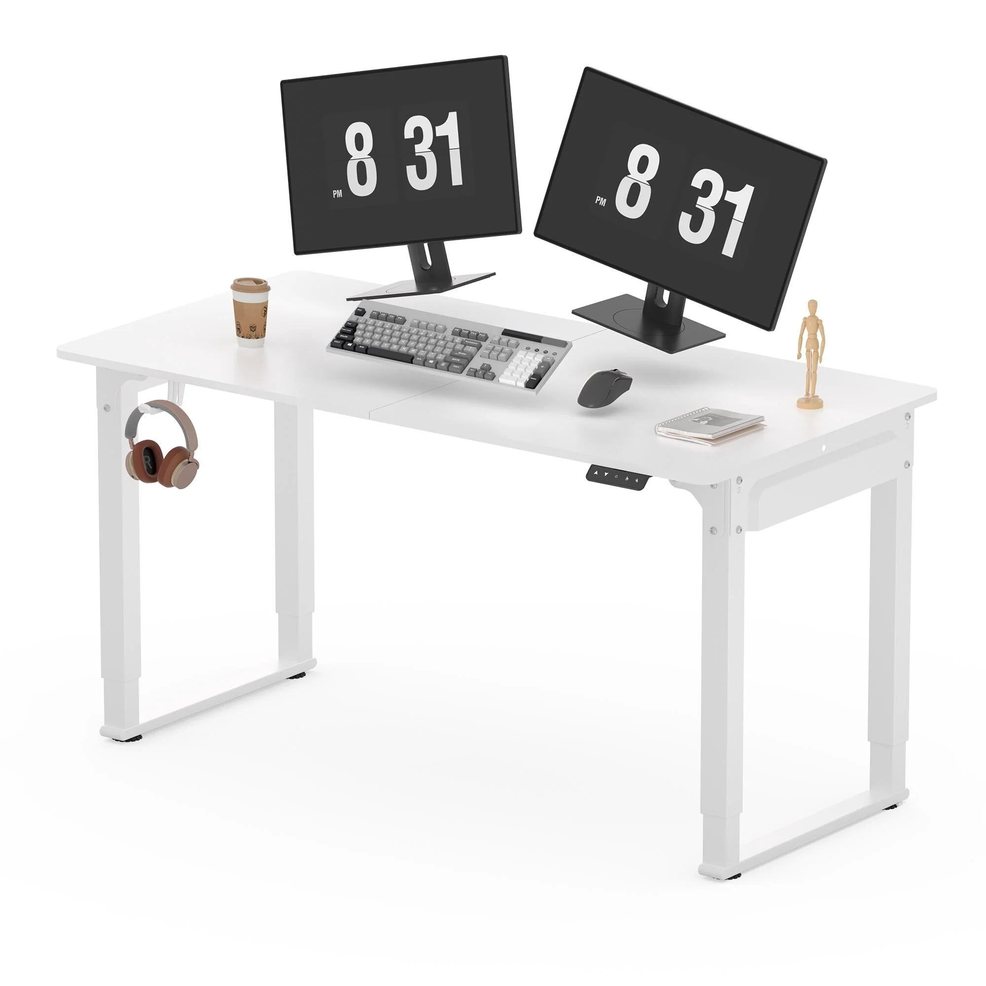 FlexiSpot 55/63/71 Height Adjustable Standing Desk 4 Legs Dual Motors Home Office Computer Desk White/Black