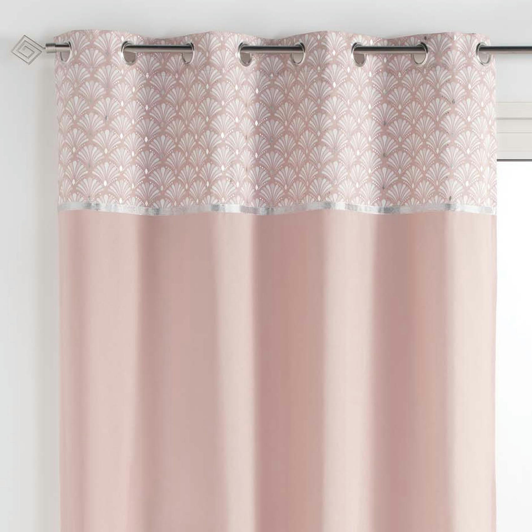 - Rideau esprit art déco coton rose 240 x 140