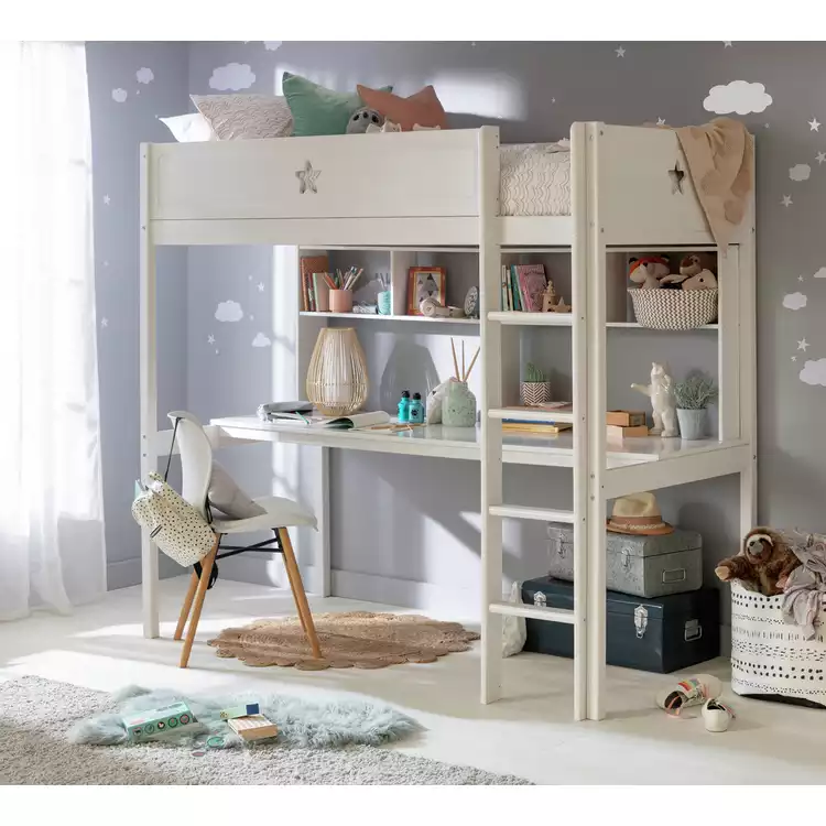 Habitat Stars High Sleeper Bed, Desk and Shelves -White