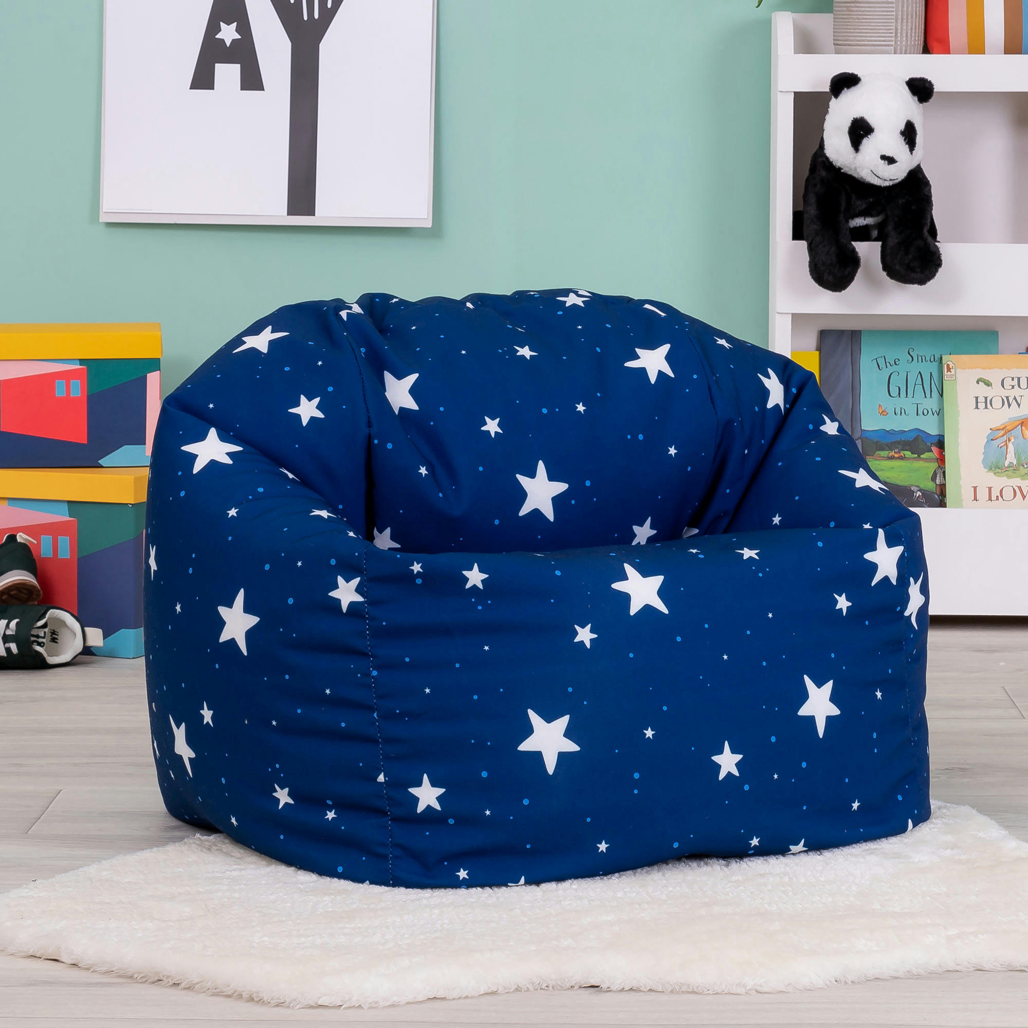 - Pouf fauteuil enfant bleu marine