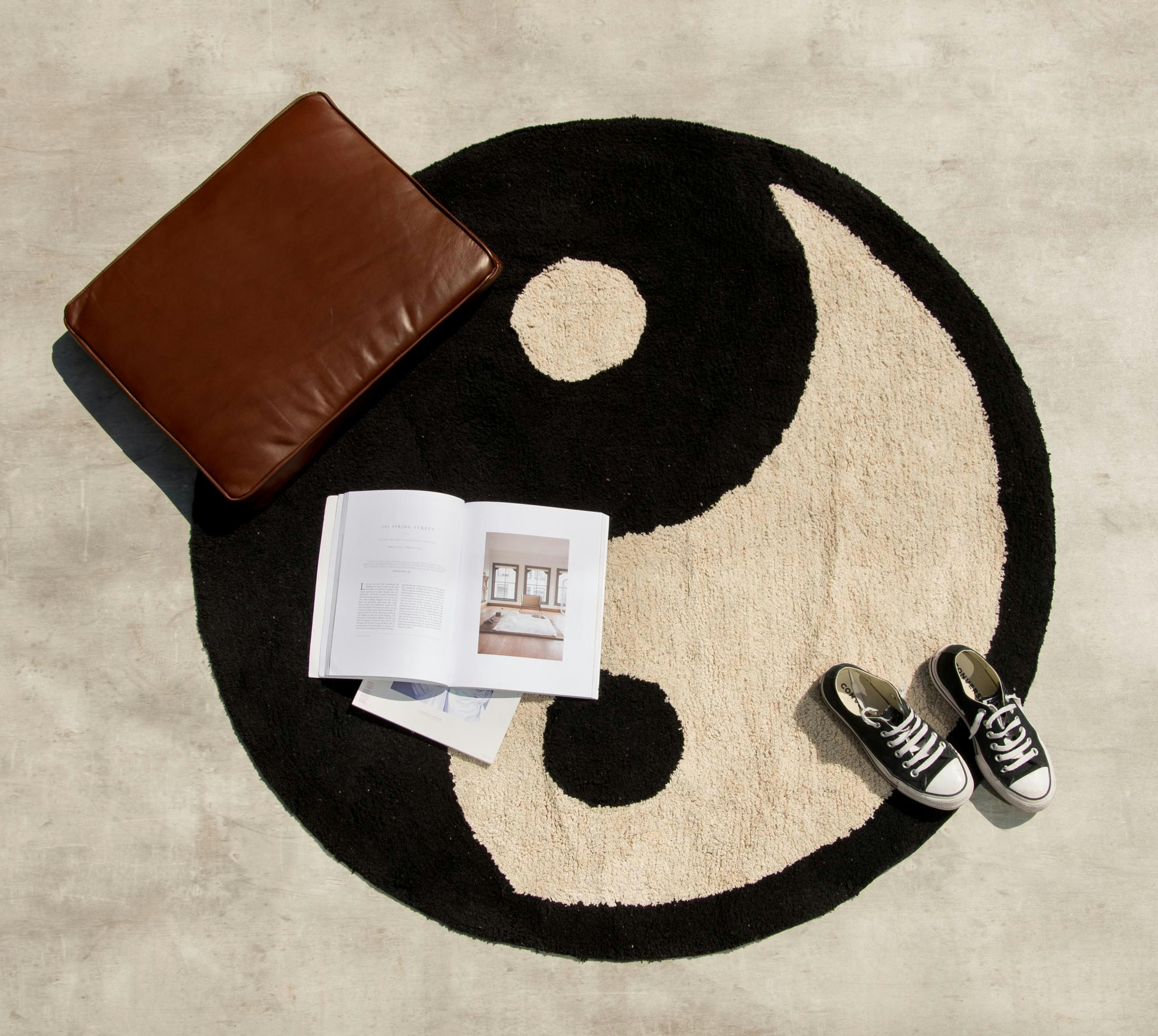 YIN YANG - Tapis en coton imprimé ying yang 140