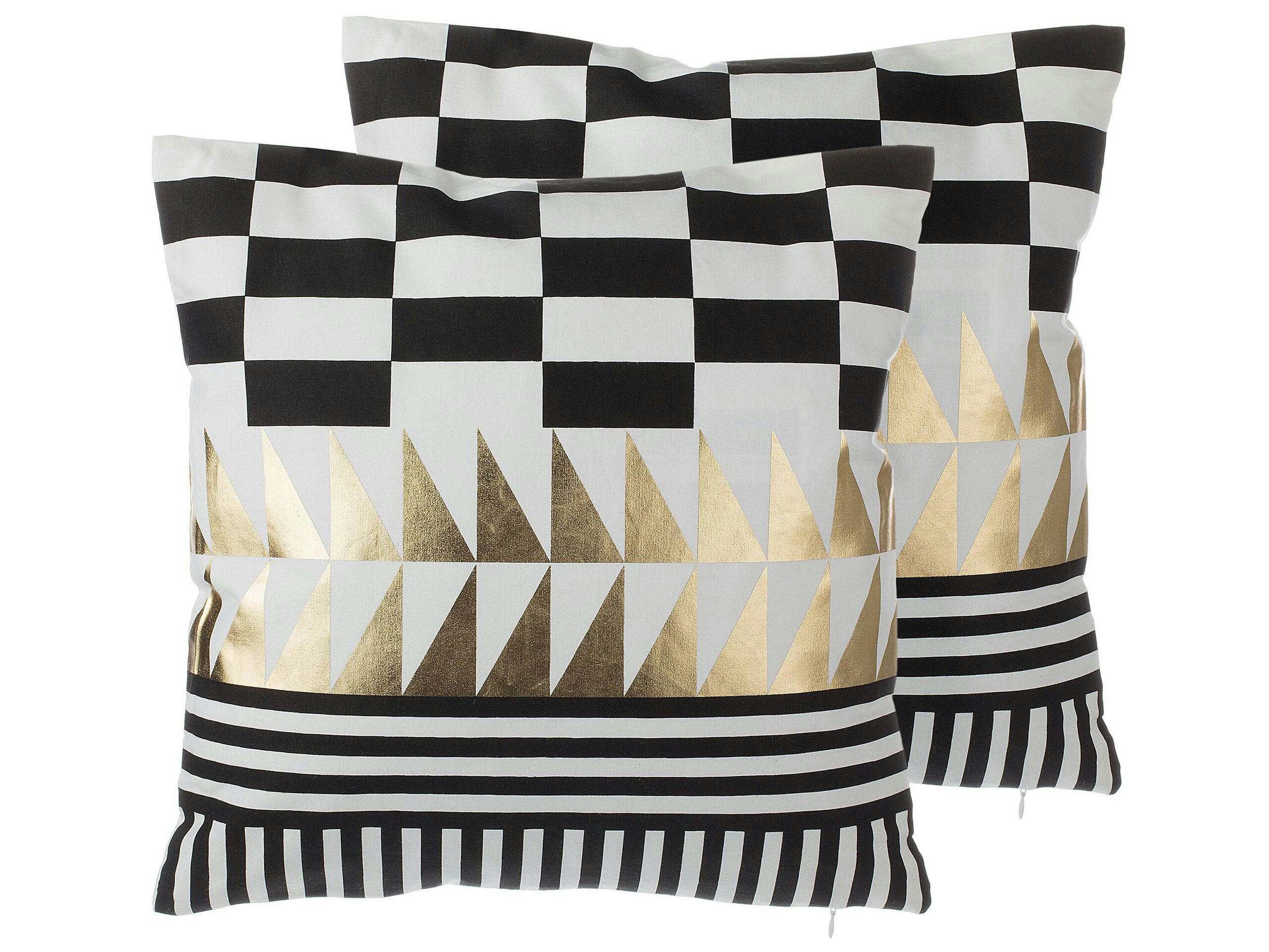 DALIA - Lot de 2 coussin décoratifs en tissu noir 45x12cm