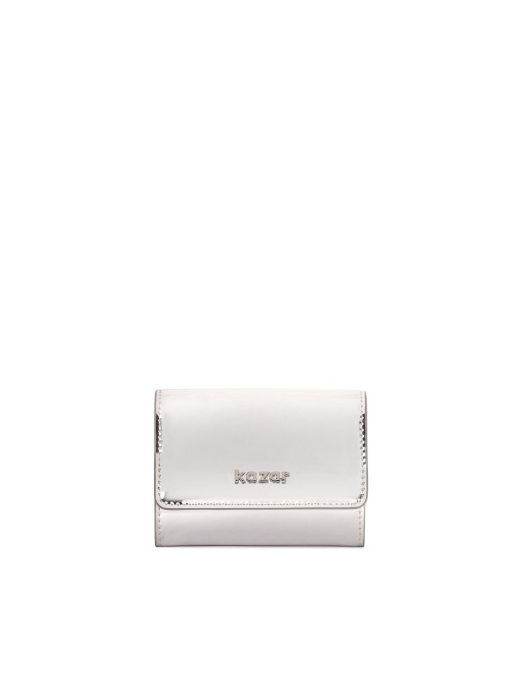Compact silver wallet in patent leather