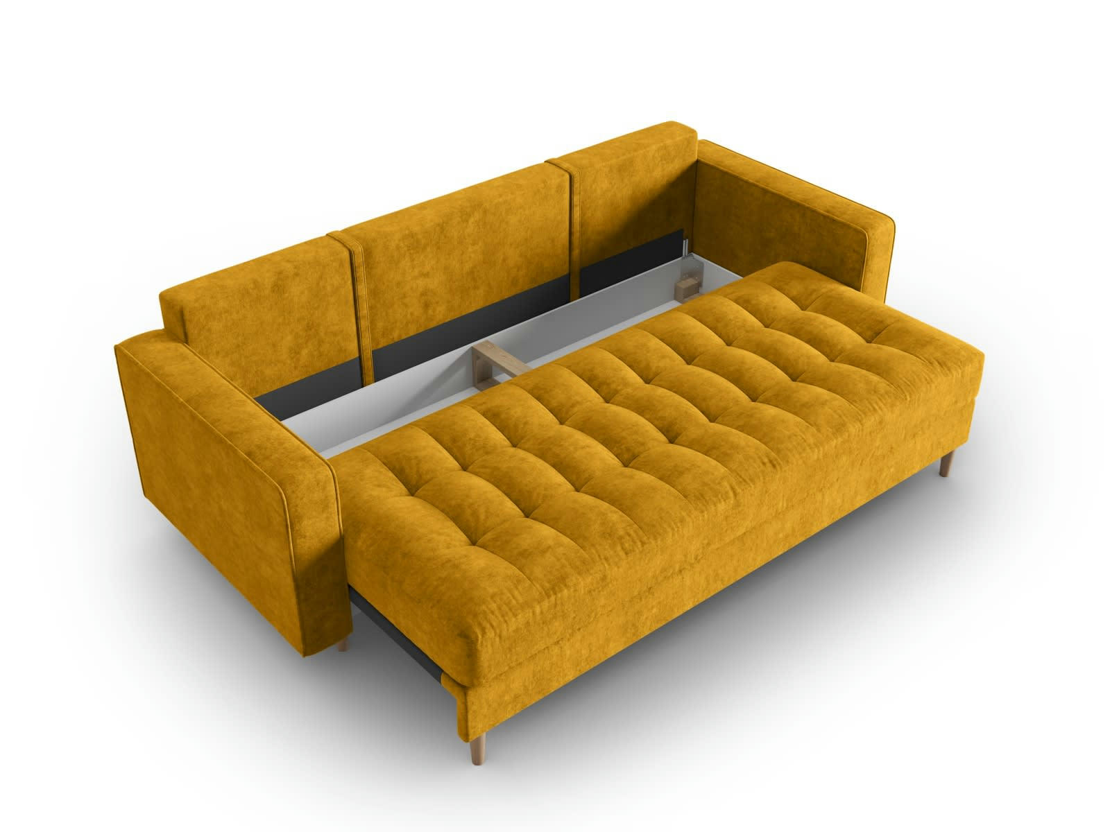 GOBI - Canapé convertible 3 places en tissu structuré jaune