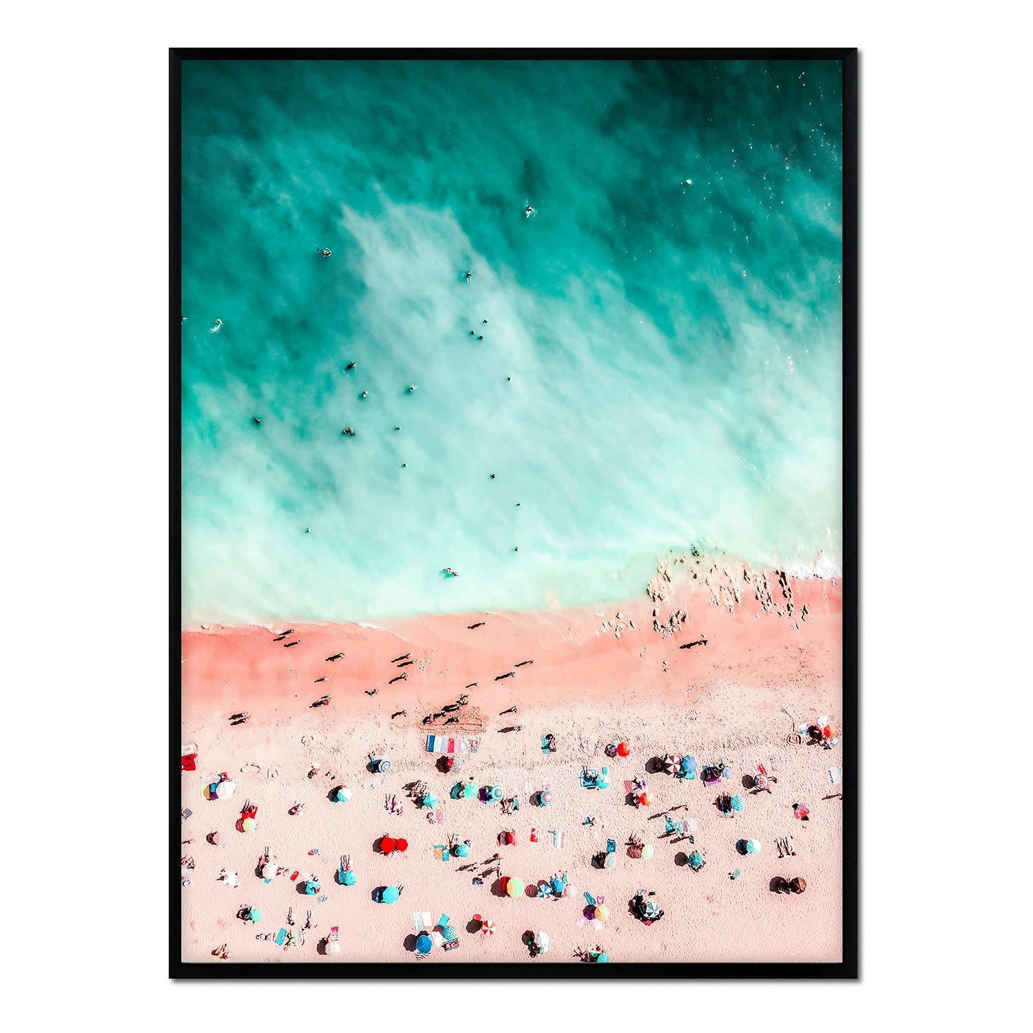 PLAYA - Affiche avec cadre noir - Plage à la mer turquoise - 50x70