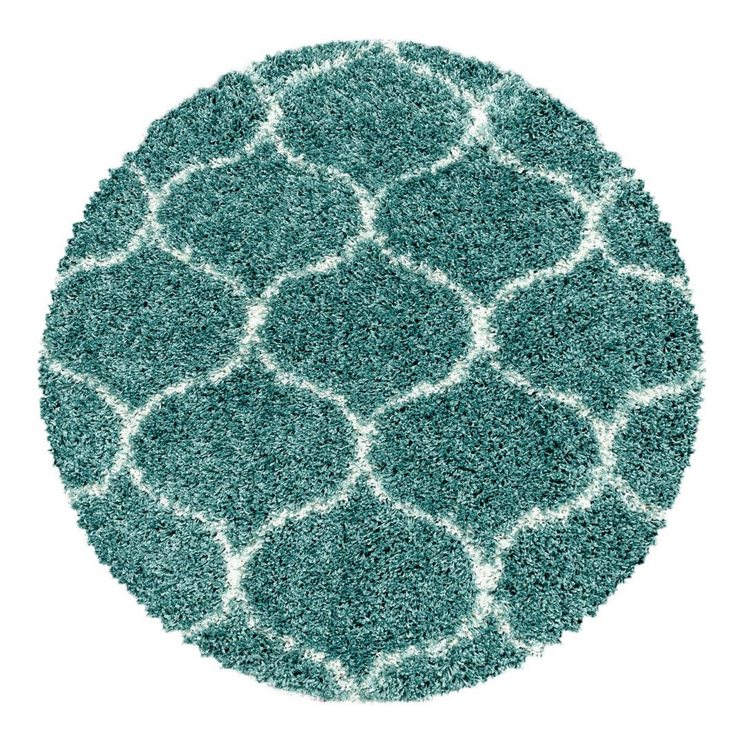 LOKALT - Tapis géométrique baroque en polypropylène bleu Ø 120
